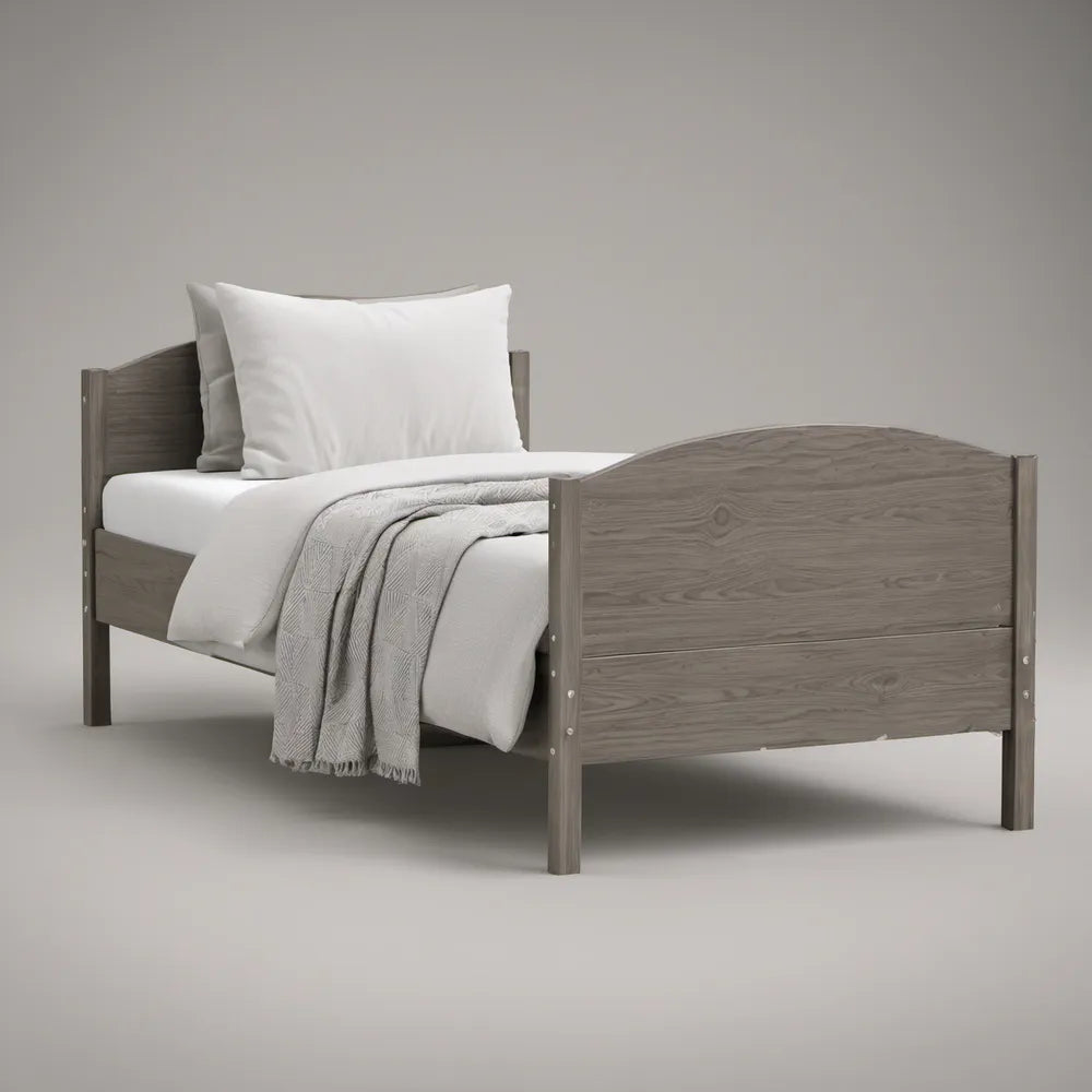 Cama Individual em Madeira Cinzenta para Colchão 90 x 190 cm