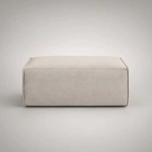 Pufe Retangular Estofado em Bouclé Bege 80 x 60 x 42 cm