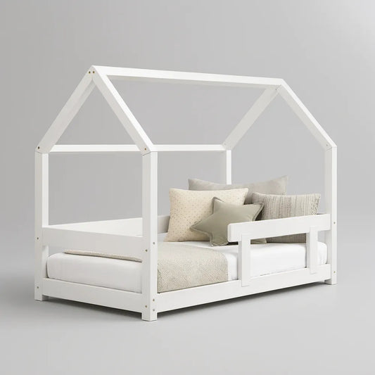 Cama Infantil Casa em Pinho Maciço Branca 90 x 190 cm