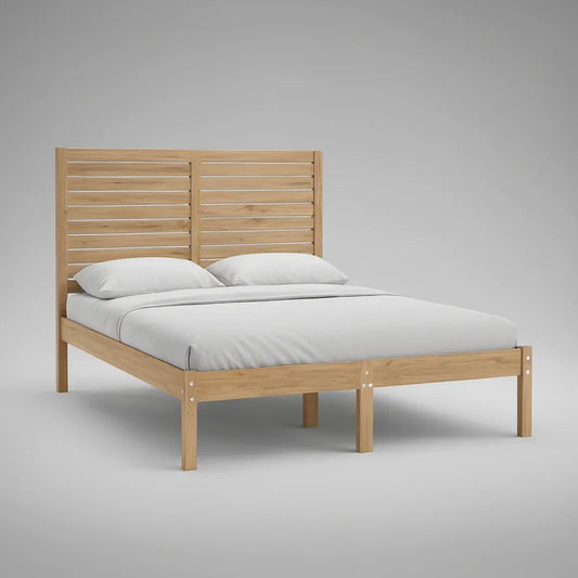 Cama de Casal em Madeira Maciça de Pinho Natural 160 x 200 cm