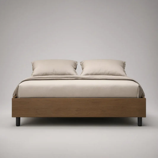 Cama de Casal 160 x 200 cm em MDF Nogueira e Preto