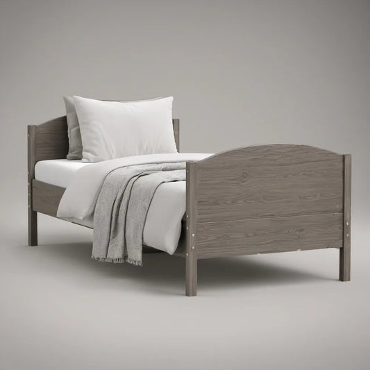 Cama Individual em Madeira Cinzenta para Colchão 90 x 190 cm